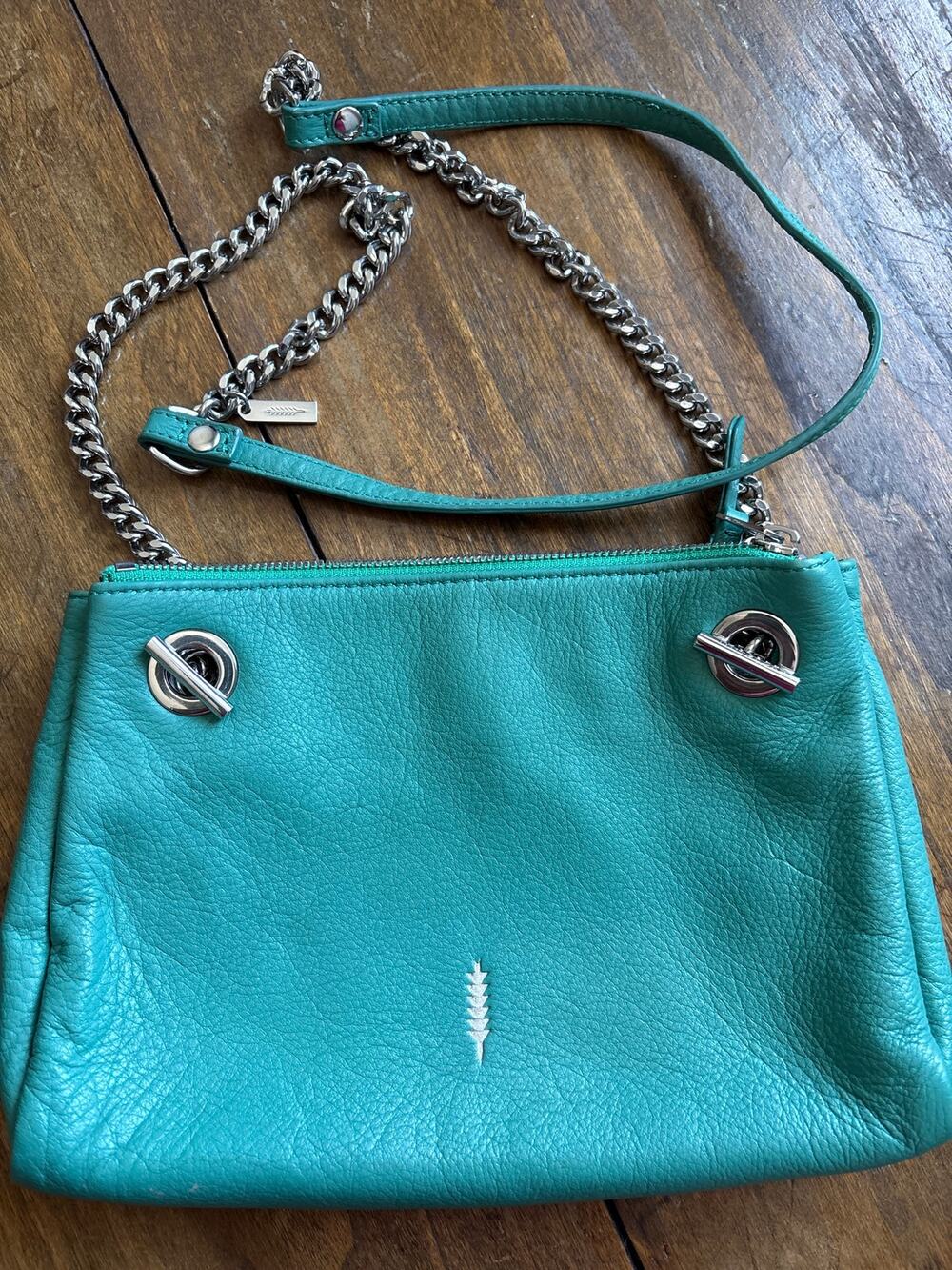 Thacker Capri Leather Crossbody Handbag Purse Anthropologie mint/sage green